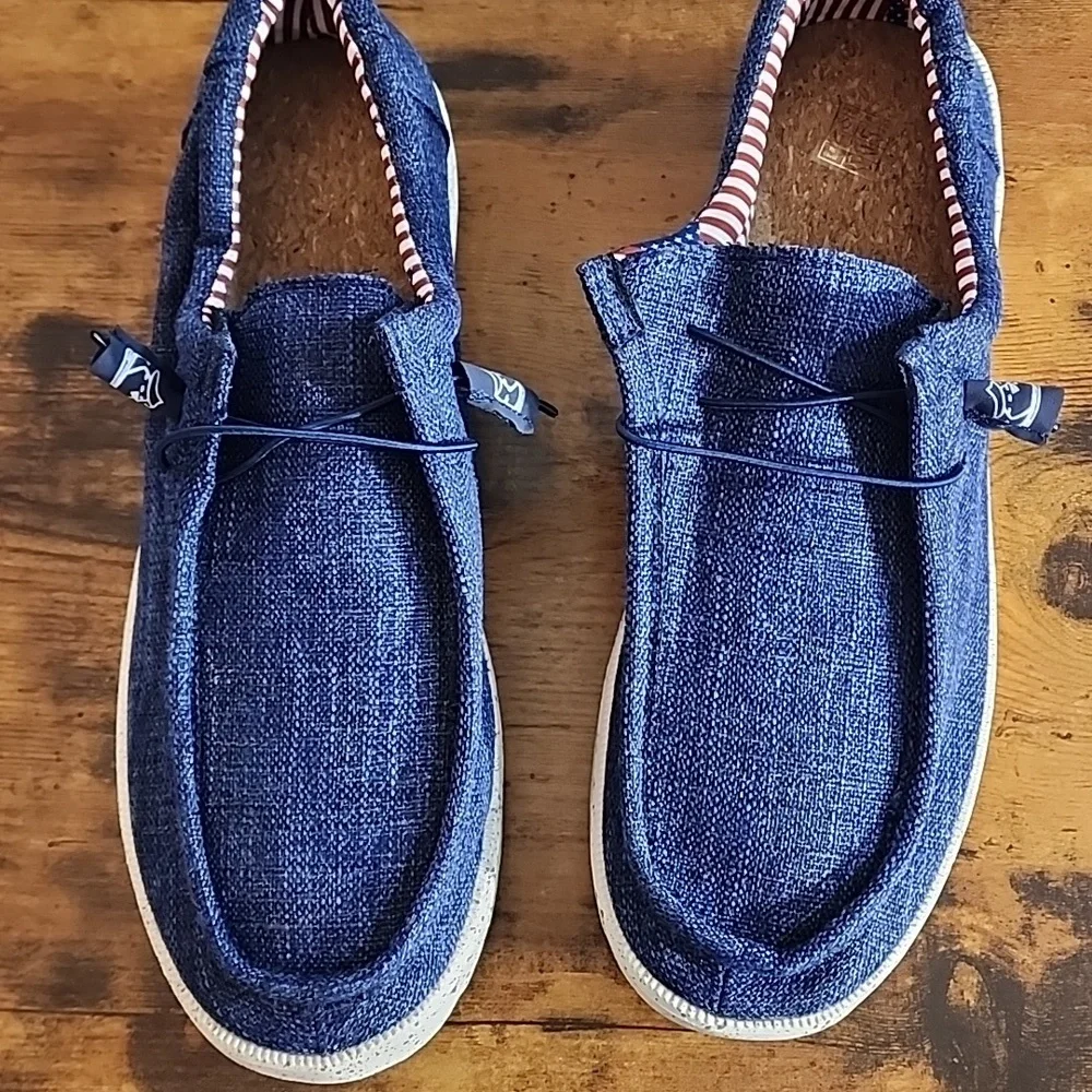 Men's Blue Casual Linen Breathable SlipOn Shoes Comforable Lightweight Versatile